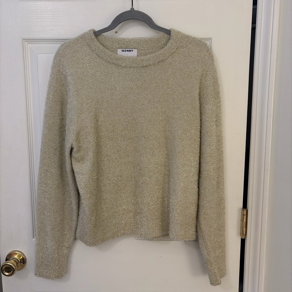 Old Navy Metallic Knit Crewneck Sweater - Light Beige